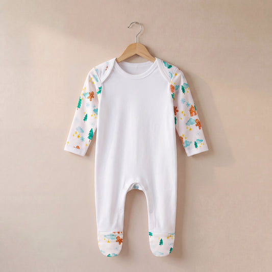 Plain Chest Romper in Winter Wonderland Print