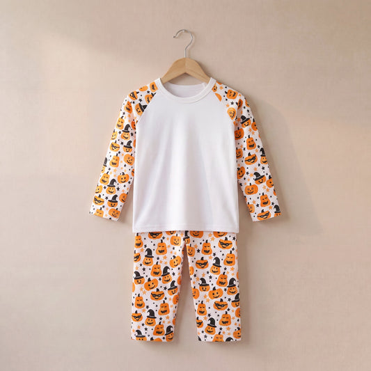 Pumpkin Print Long Raglan Sleeve Pyjama Set
