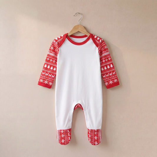 Red Inspired Print Plain Chest Rompersuit