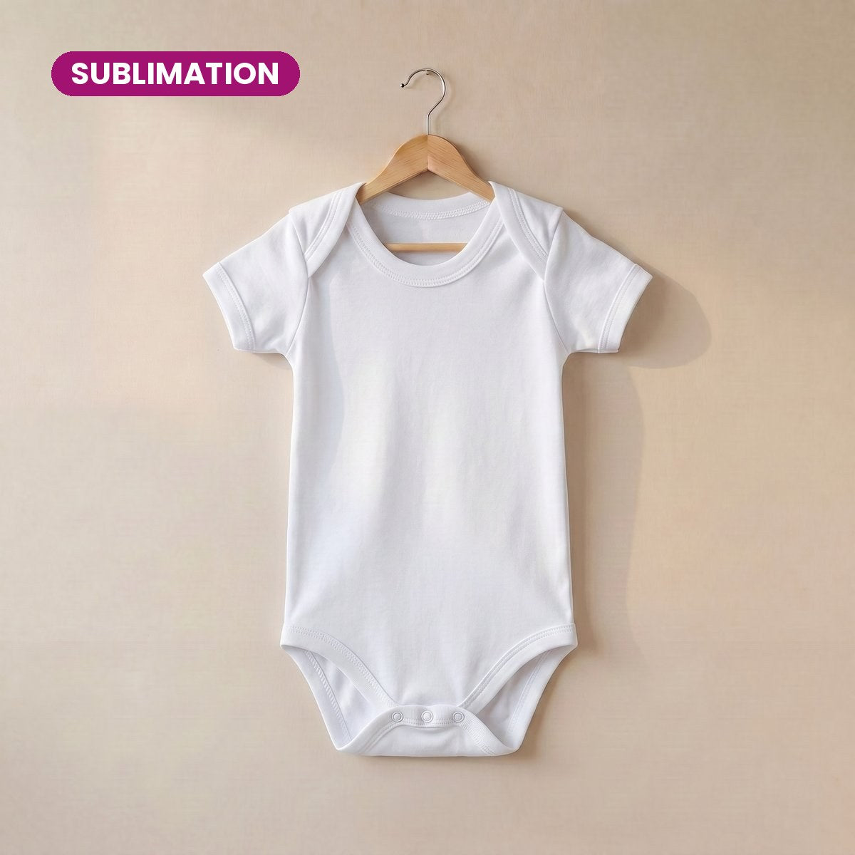 Sublimation Short Sleeve Bodysuit in White, polyester blank for sublimation printing