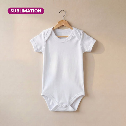 Sublimation Short Sleeve Bodysuit in White, polyester blank for sublimation printing