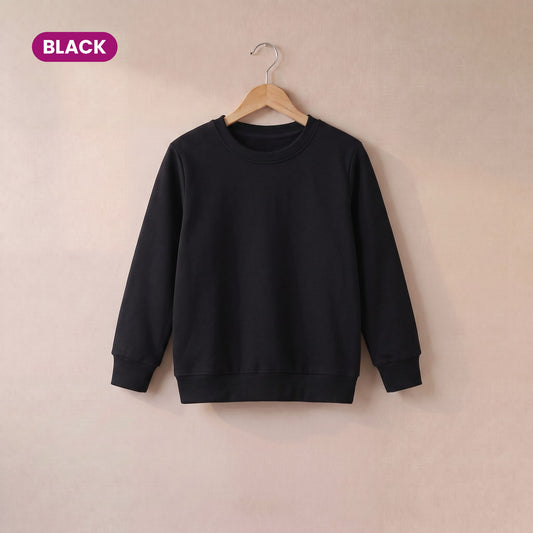 Kids Crew Neck Fleece Sweatshirt in Black