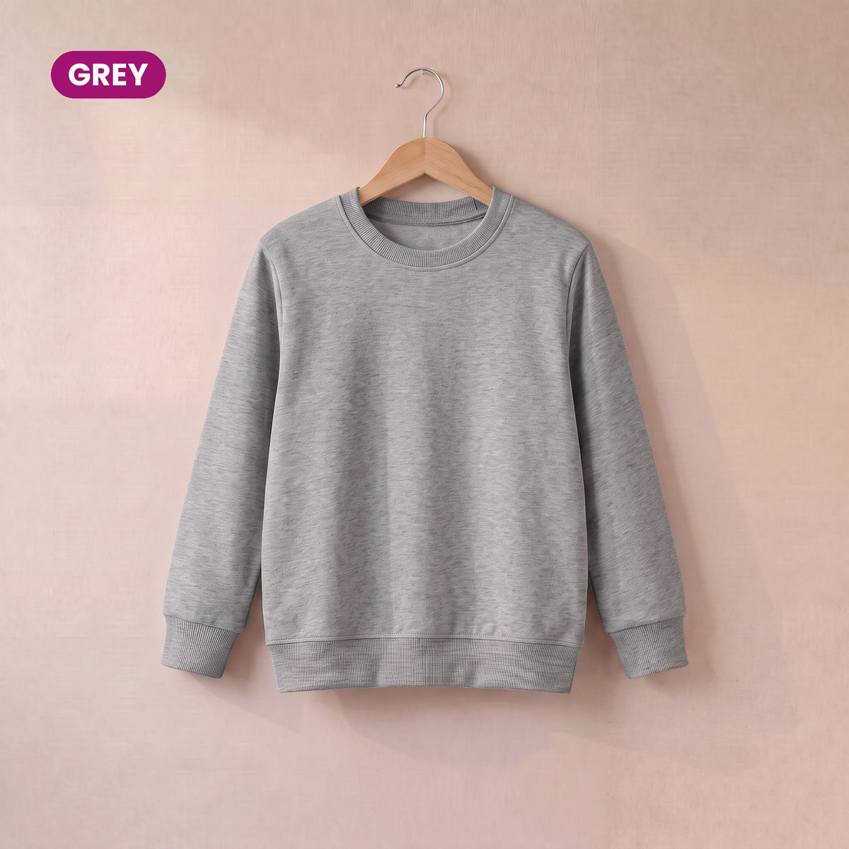 Kids Crew Neck Fleece Sweatshirt in Grey