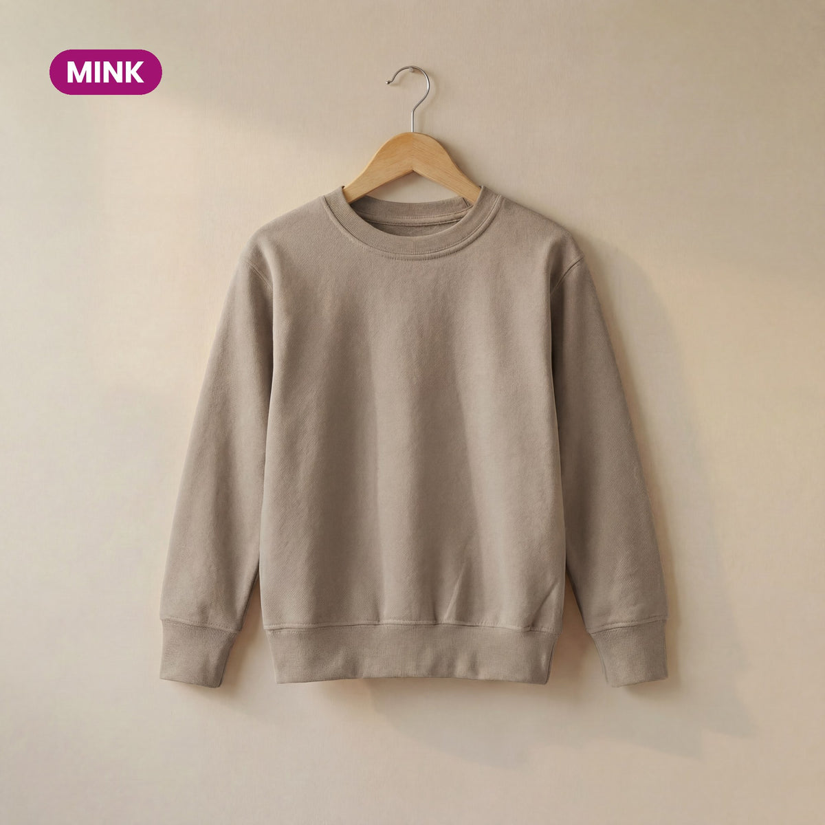 Kids Crew Neck Fleece Sweatshirt in Mink