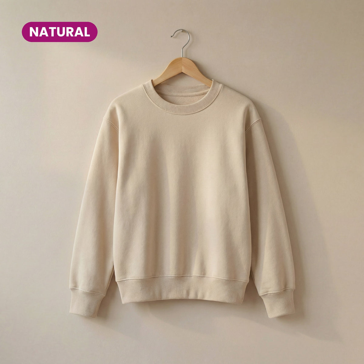 Kids Crew Neck Fleece Sweatshirt in Natural