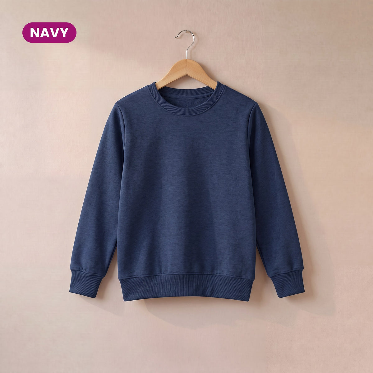 Kids Crew Neck Fleece Sweatshirt in Navy