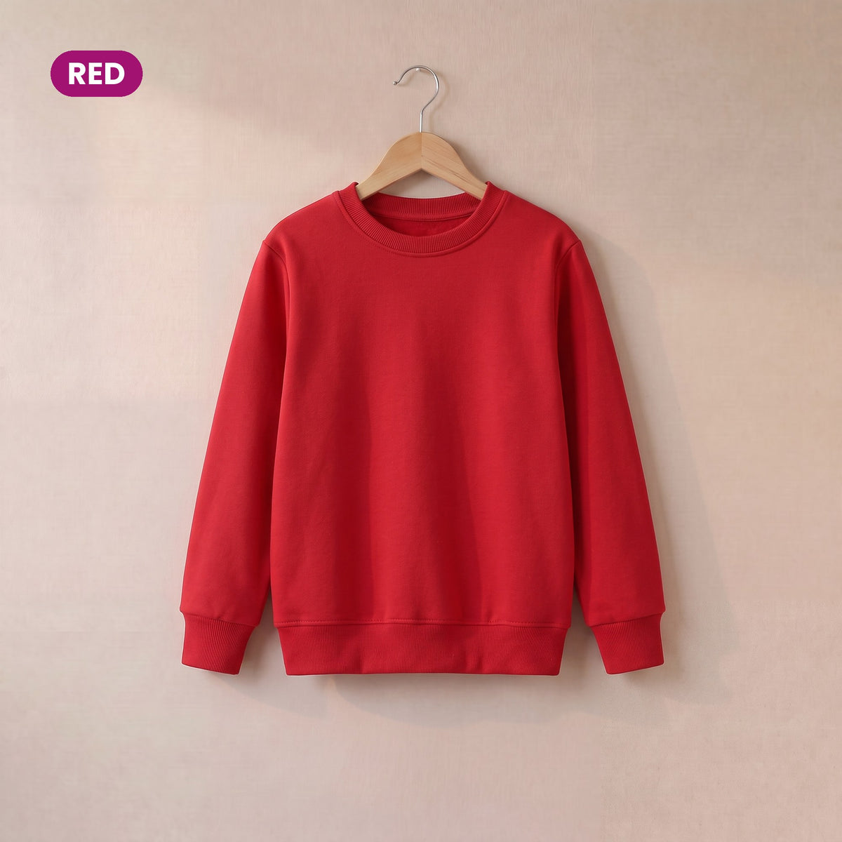 Kids Crew Neck Fleece Sweatshirt in Red