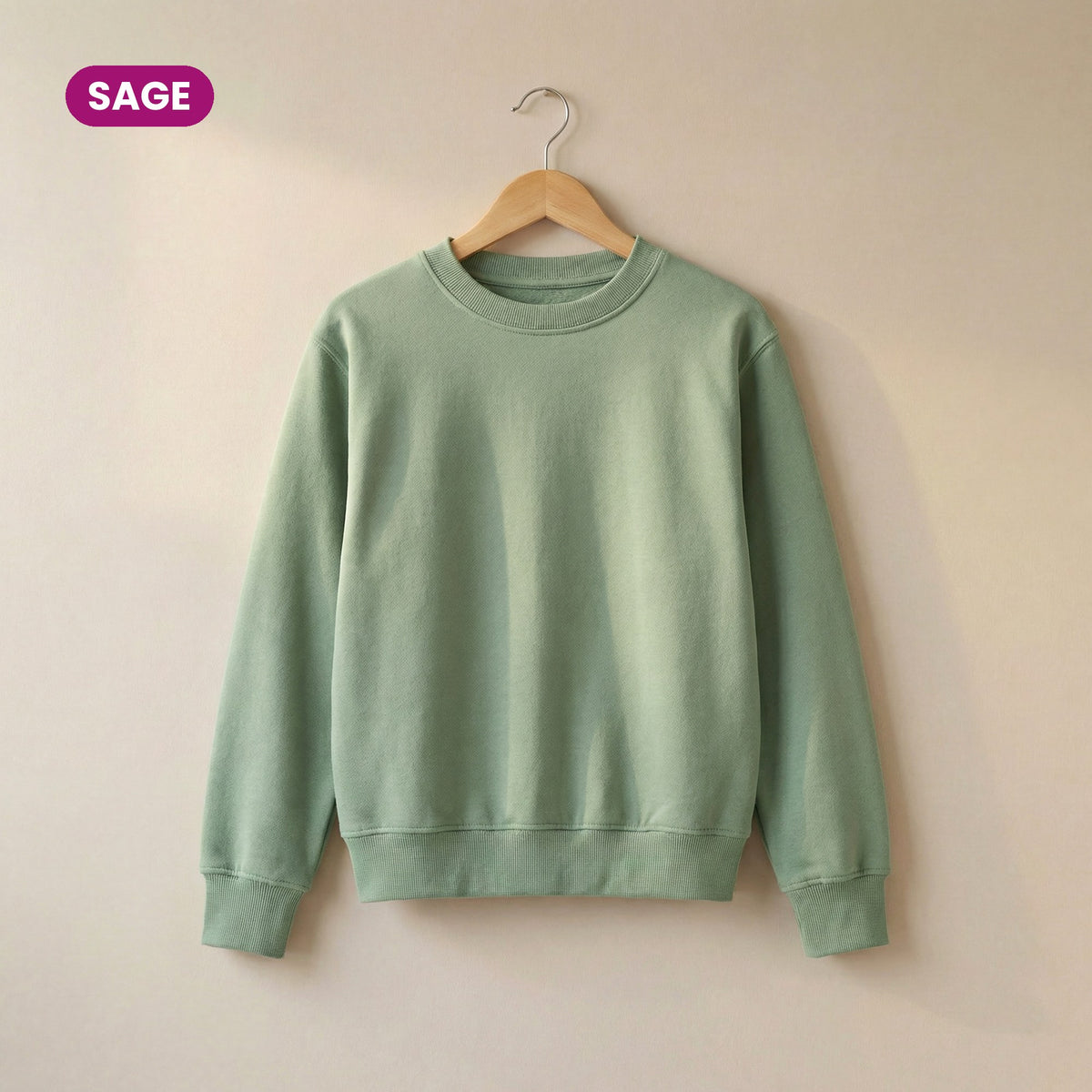 Kids Crew Neck Fleece Sweatshirt in Sage