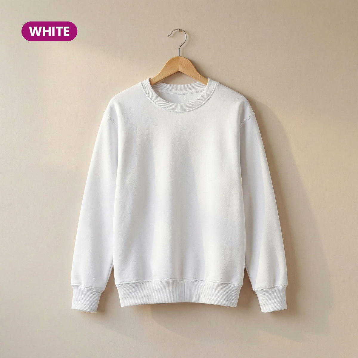 Kids Crew Neck Fleece Sweatshirt in White