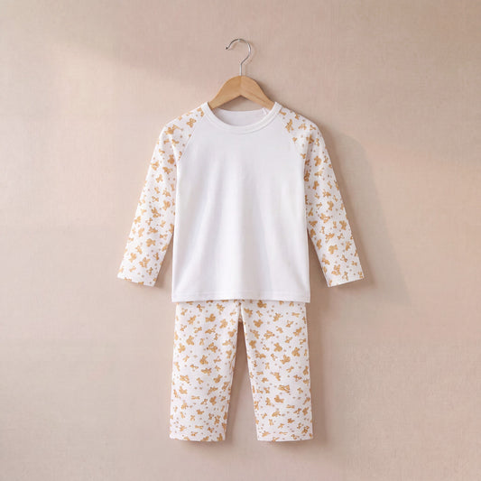 Teddy Bears Print Long Raglan Sleeve Pyjama Set