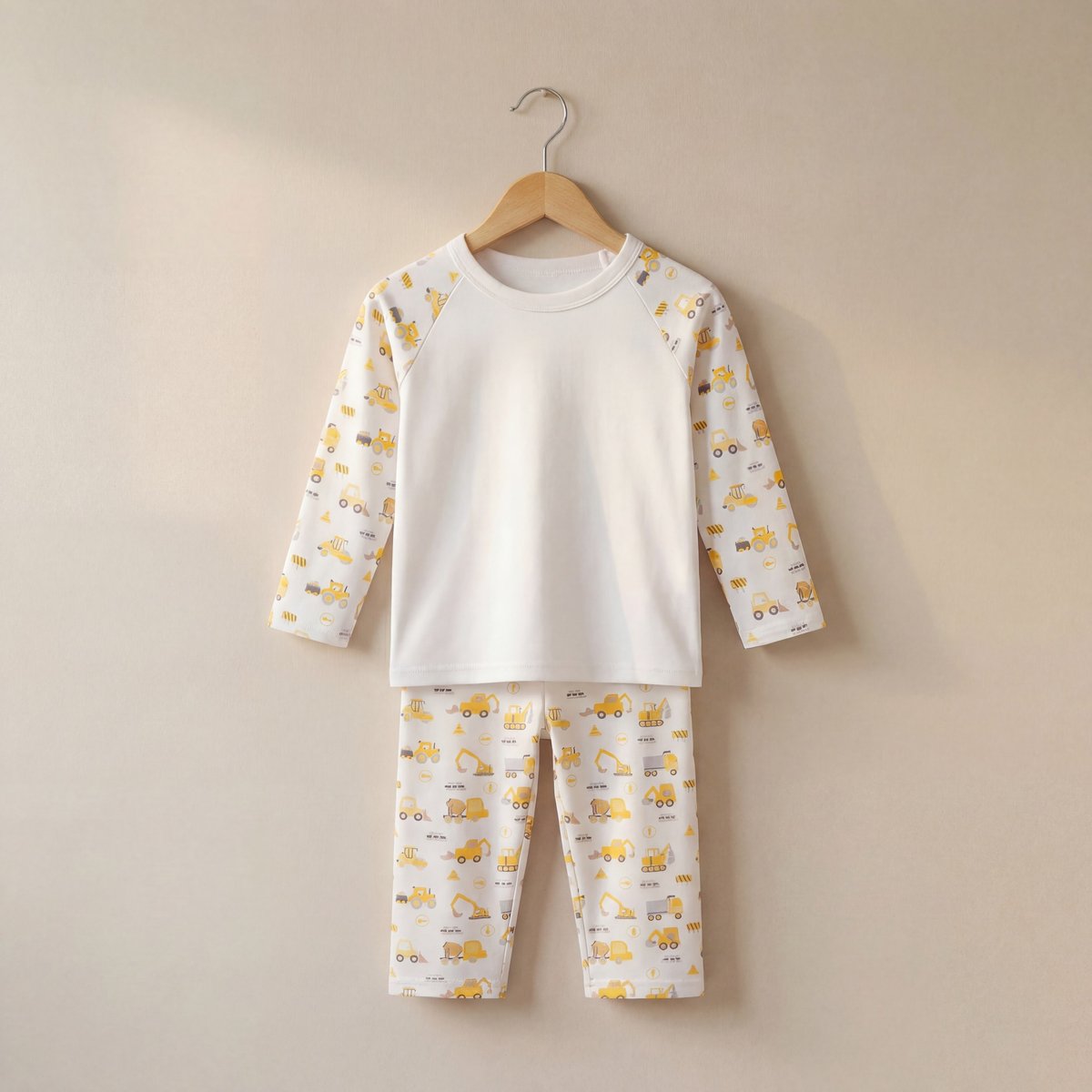Diggers Print Long Raglan Sleeve Pyjama Set