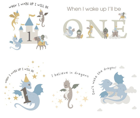 Knights & Dragons Themed Birthday DTF Prints