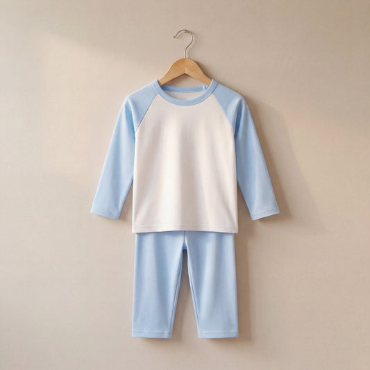 Long Raglan Sleeve Pyjama Set - Plain