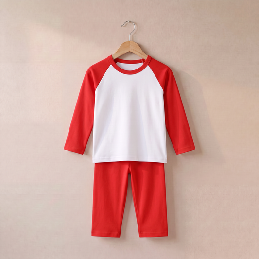 Long Raglan Sleeve Pyjama Set - Plain