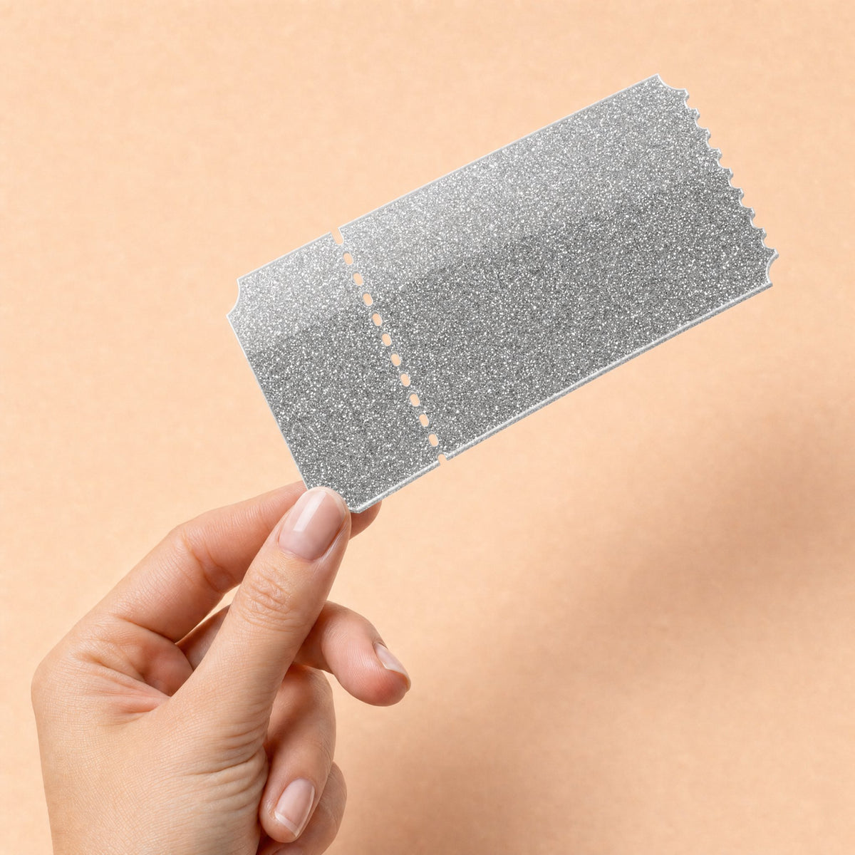 3mm silver glitter acrylic ticket blank, 145mm x 69mm, for UVDTF, HTV and sublimation personalisation, KWC7828SG