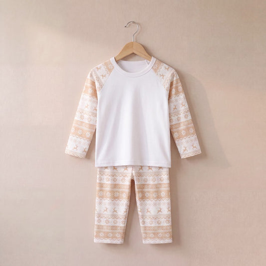 Kid's Fair Isle Print Pyjama Set on a hanger