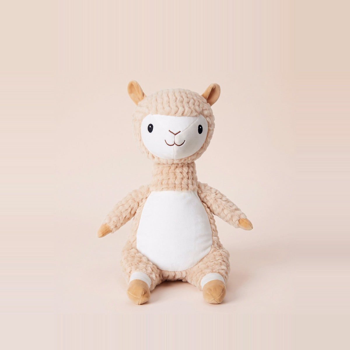 Tummi Bears Alfie the Alpaca plush soft toy, front view on a studio background - wholesale blank for personalisation, KWC5309