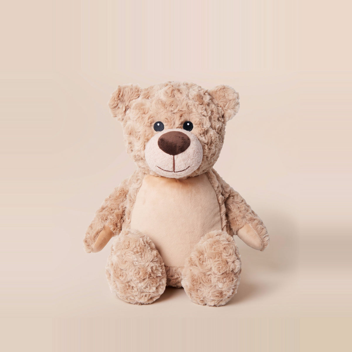 Tummi Bears Biscuit the Beige Bear plush teddy soft toy, front view on a studio background - wholesale blank for personalisation, KWC4744BE