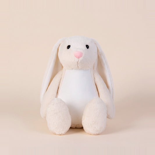 Tummi Bears Buttercup the Cream Bunny plush soft toy, front view on a studio background - wholesale blank for personalisation, KWC8214C