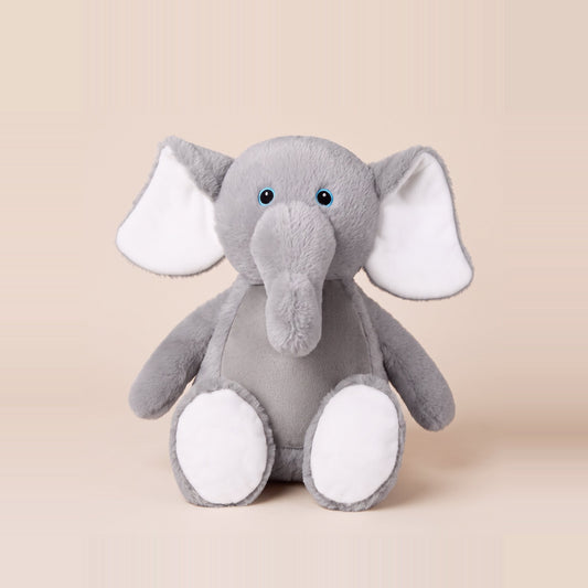 Tummi Bears Ellie the Elephant plush soft toy, front view on a studio background - wholesale blank for personalisation, KWC3866