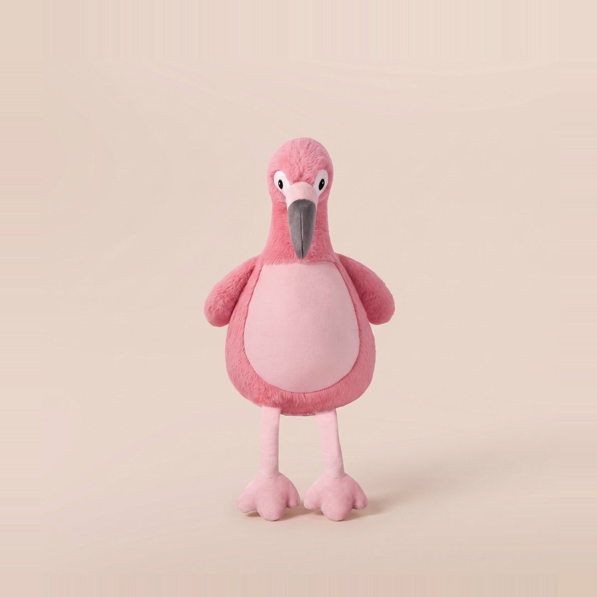 Tummi Bears Fizz the Flamingo plush soft toy, front view on a studio background - wholesale blank for personalisation, KWC1329