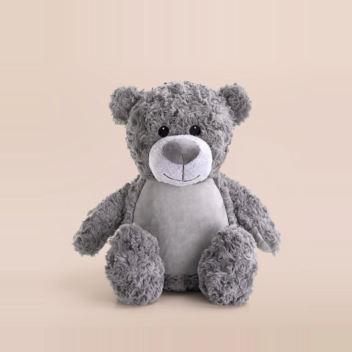 Tummi Bears Greyson the Grey Bear plush teddy soft toy, front view on a studio background - wholesale blank for personalisation, KWC4744G