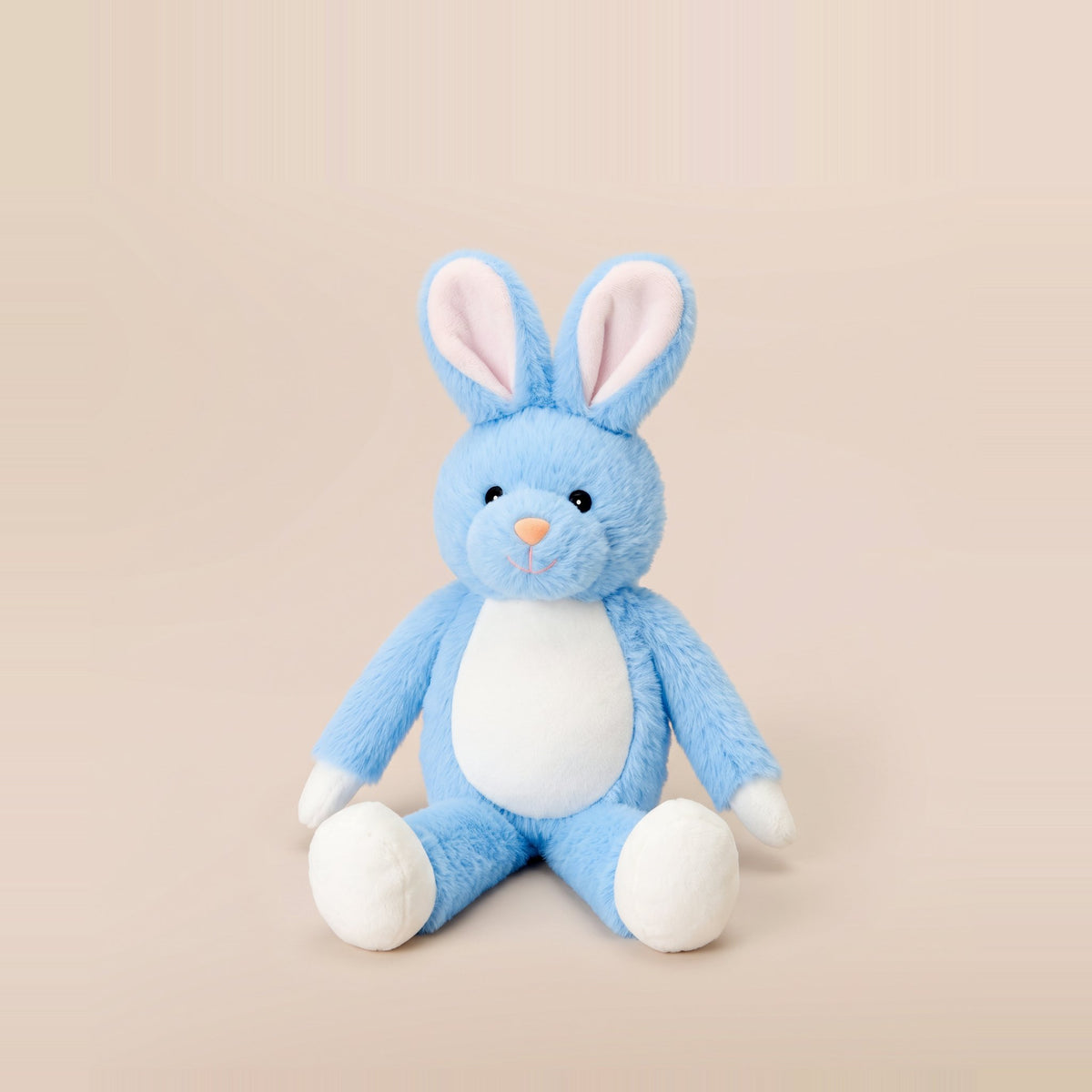 Tummi Bears Littles blue bunny mini plush soft toy, front view on a studio background - wholesale blank for personalisation, KWC1319B