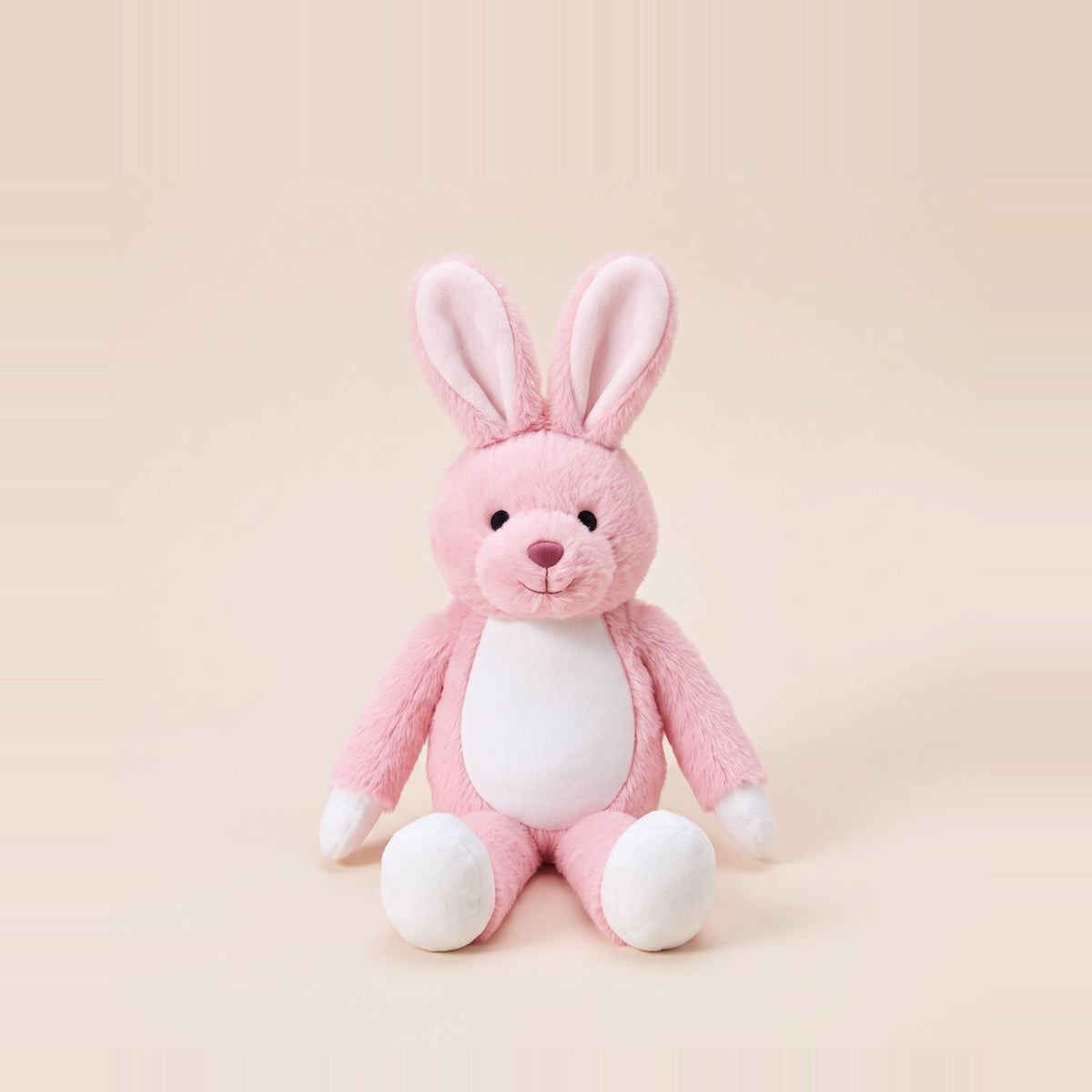 Tummi Bears Littles pink bunny mini plush soft toy, front view on a studio background - wholesale blank for personalisation, KWC1319P