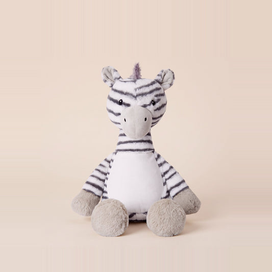 Tummi Bears Littles Ziggy the Zebra mini plush soft toy, front view on a studio background - wholesale blank for personalisation, KWC9050