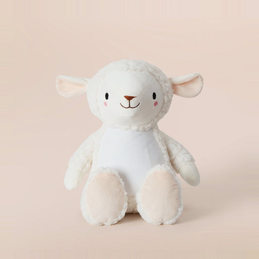 Tummi Bears Lottie the Lamb plush soft toy, front view on a studio background - wholesale blank for personalisation, KWC6349