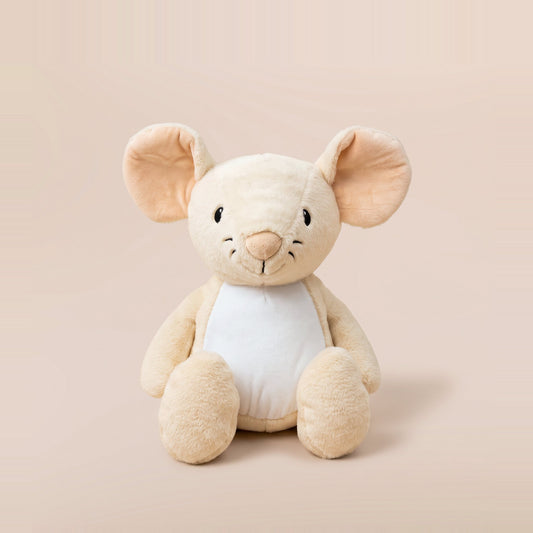 Tummi Bears Mabel the Mouse plush soft toy, front view on a studio background - wholesale blank for personalisation, KWC6441
