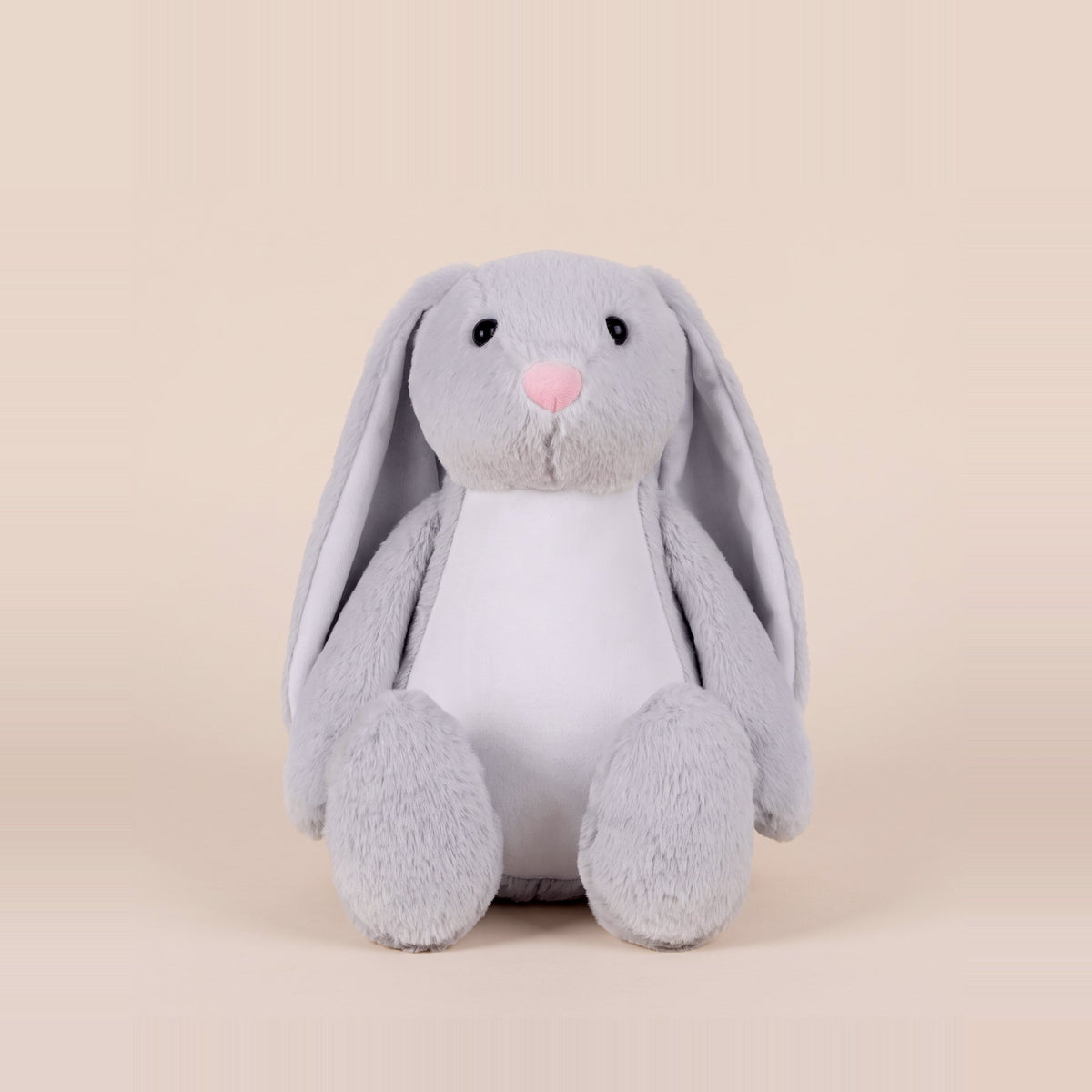 Tummi Bears Misty the Grey Bunny plush soft toy, front view on a studio background - wholesale blank for personalisation, KWC8214G