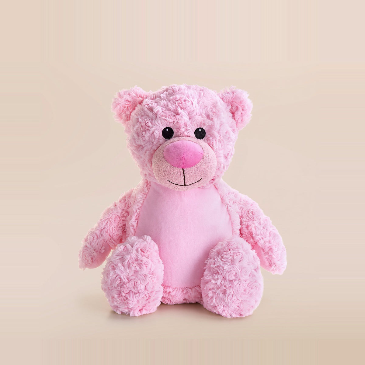 Tummi Bears Petal the Pink Bear plush teddy soft toy, front view on a studio background - wholesale blank for personalisation, KWC4744P