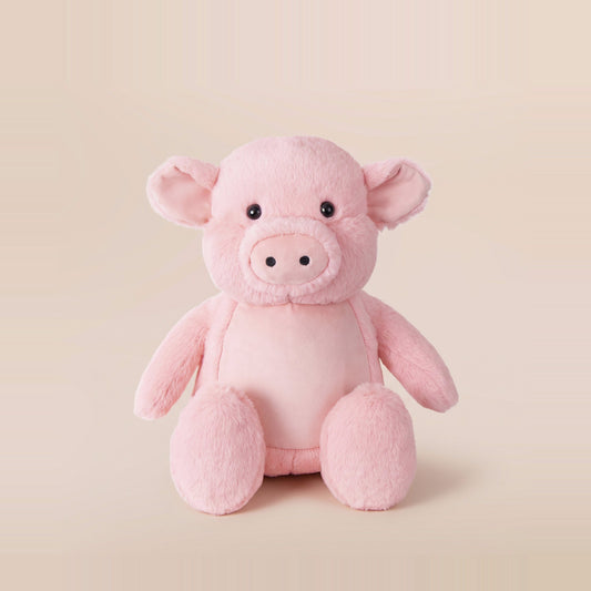 Tummi Bears Pickle the Pig plush soft toy, front view on a studio background - wholesale blank for personalisation, KWC8896