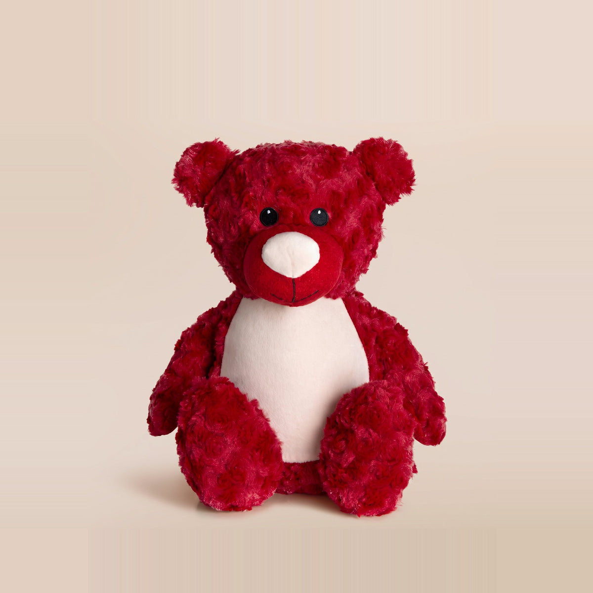 Tummi Bears Rudy the Red Bear plush teddy soft toy, front view on a studio background - wholesale blank for personalisation, KWC4744R