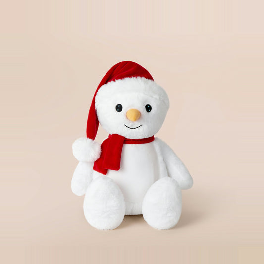Tummi Bears Slush the Snowman Christmas plush soft toy, front view on a studio background - wholesale blank for personalisation, KWC6632