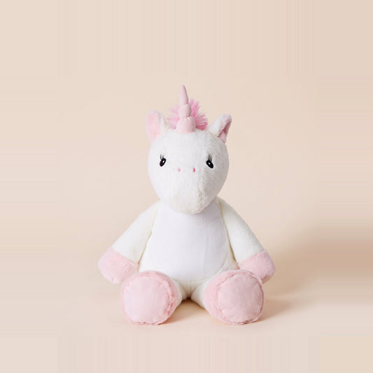 Tummi Bears Uma the Unicorn plush soft toy, front view on a studio background - wholesale blank for personalisation, KWC5642