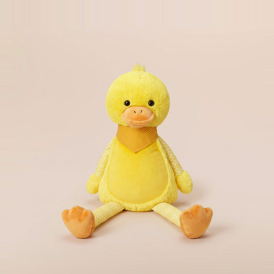 Tummi Bears Waddles the Duck plush soft toy, front view on a studio background - wholesale blank for personalisation, KWC2672Y