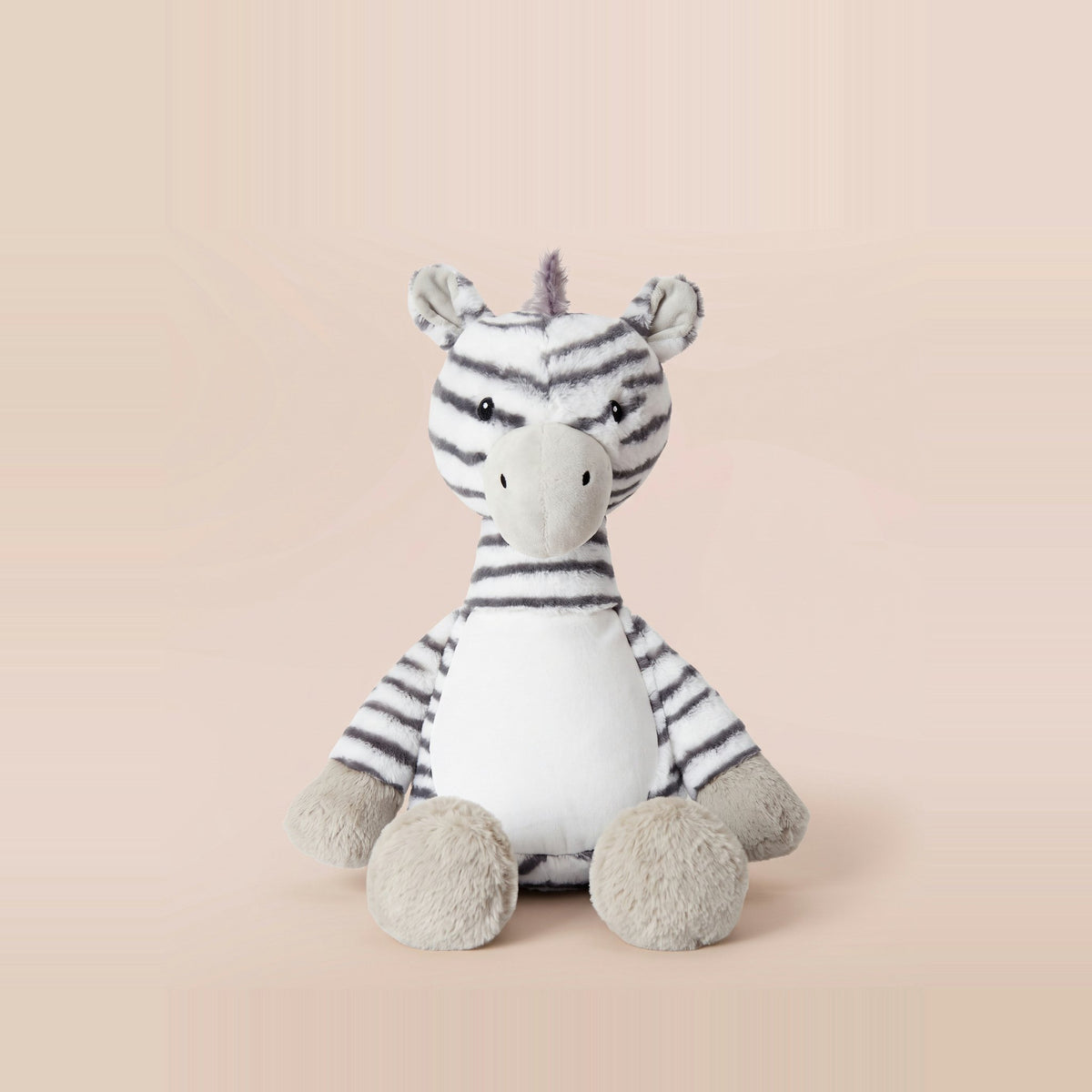 Tummi Bears Ziggy the Zebra plush soft toy, front view on a studio background - wholesale blank for personalisation, KWC2554
