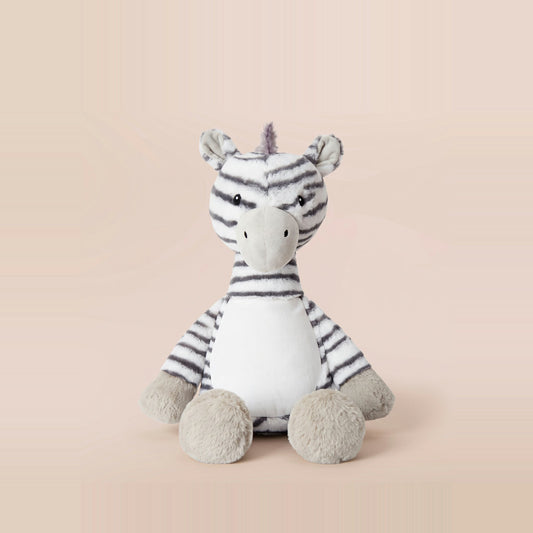 Tummi Bears Ziggy the Zebra plush soft toy, front view on a studio background - wholesale blank for personalisation, KWC2554
