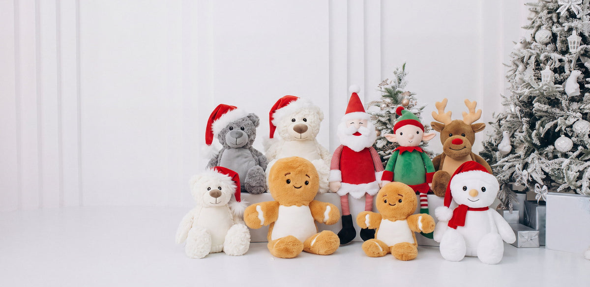Tummi Bears and Tummi Bears Littles Christmas soft toys with blank tummy panels
