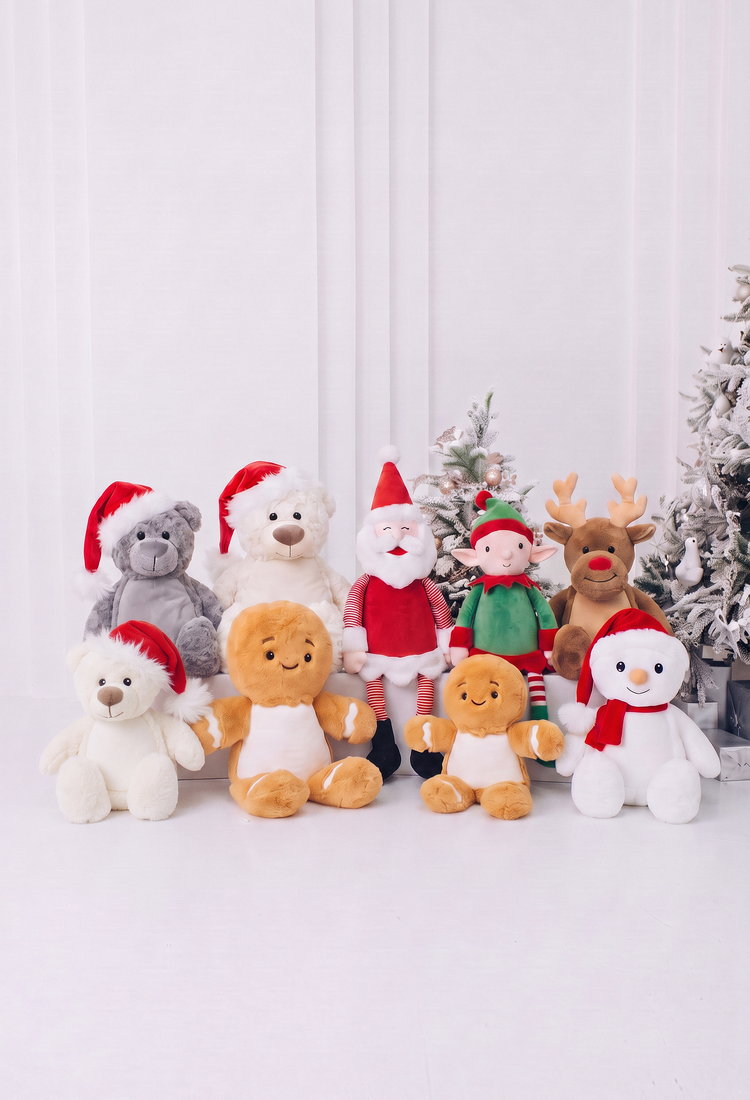 Tummi Bears and Tummi Bears Littles Christmas soft toys with blank tummy panels