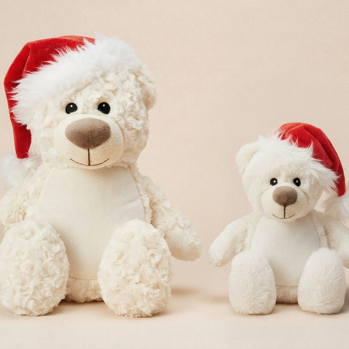 Christmas Tummi Bears with Santa hats and blank tummy panels